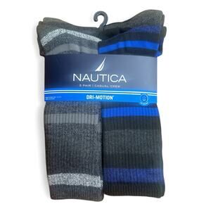Nautica Men’s Dress Crew Socks 5-Pack Size 6-12.5 Black Gray Blue Soft Comfort